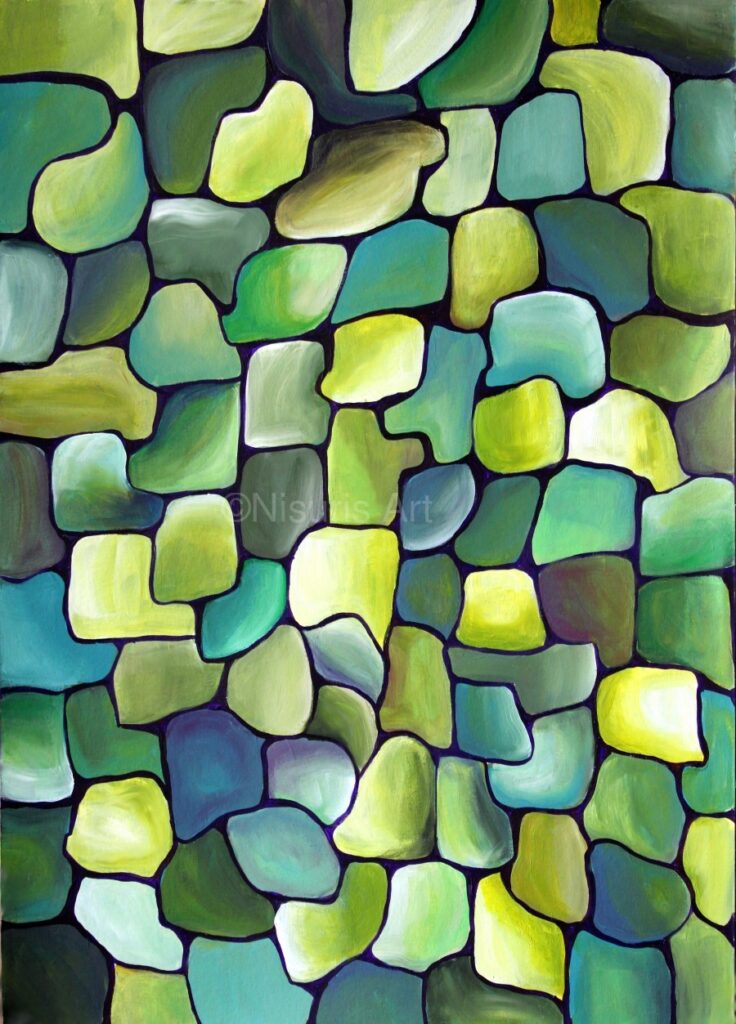 Green Symphony pattern - acrylic painting