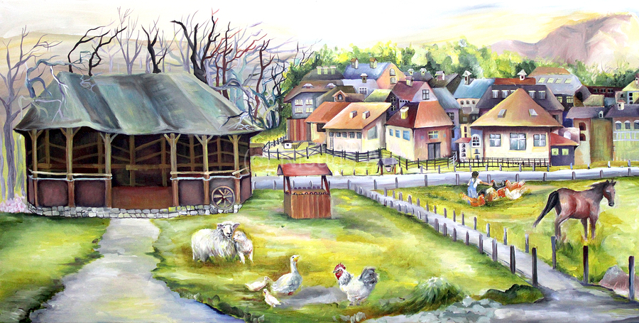 Rural life - acrylic painting