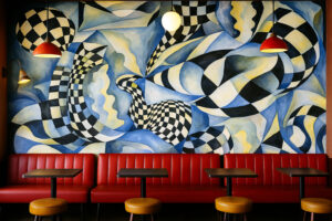 Dynamic Vibes in Retro Style - painting on wall