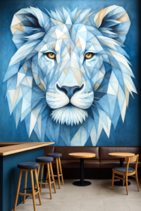 Abstract Geometric Lion - Murall painting on wall