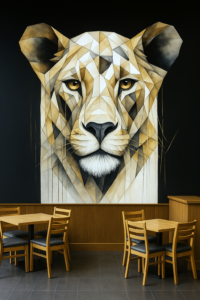 Power of lioness - mural on wall