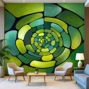 Artdeco Green Mural Pattern - painting on wall