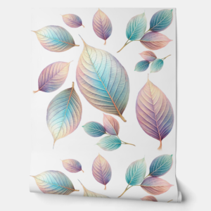 Zazzle Ethereal Beauty Soft Tone Whimsical Pastel Leaves Wallpaper (Unrolling)