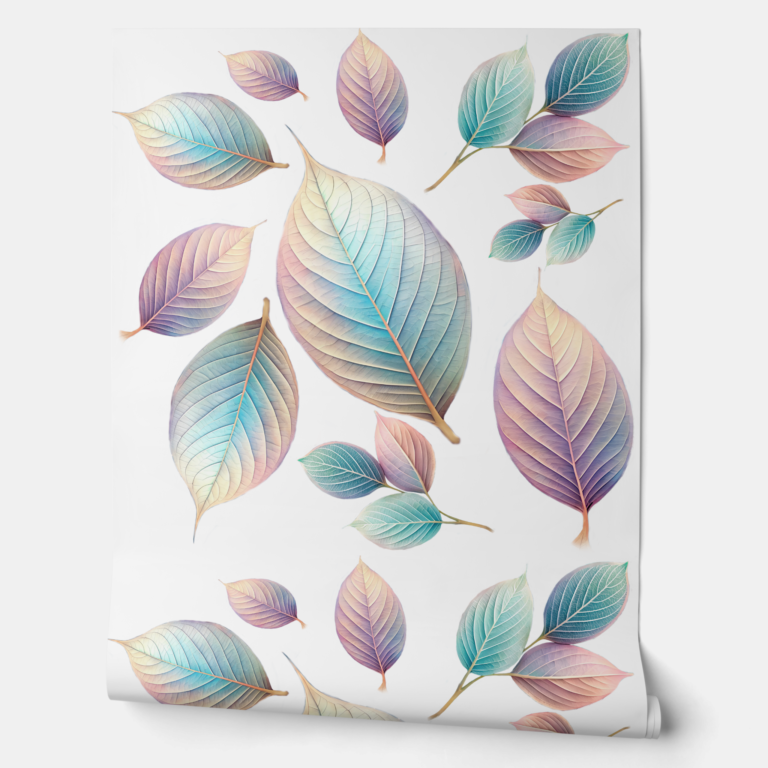 Zazzle Ethereal Beauty Soft Tone Whimsical Pastel Leaves Wallpaper (Unrolling)