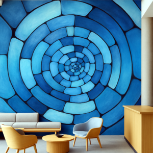 Blue Artdeco pattern - mural on wall
