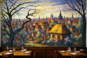 Whimsical Landscape - Acrylic Colors on Mural Wall