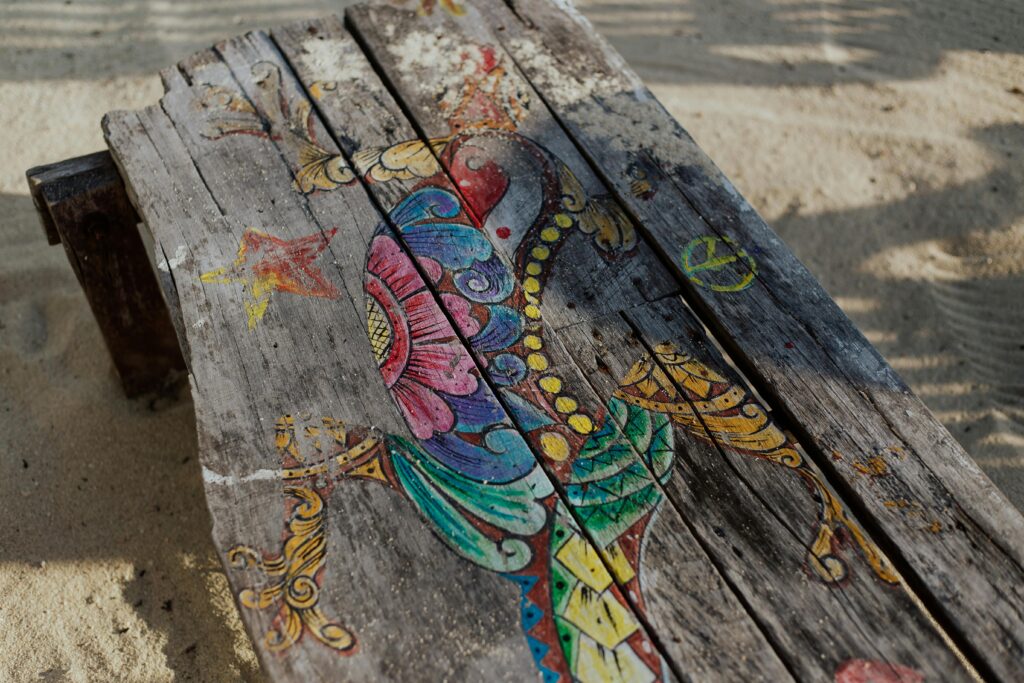 pexels-photo-5599645-5599645 Colorful recycled art painted on reclaimed wood