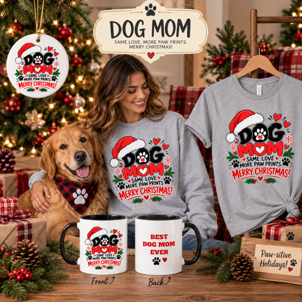 Funny Christmas gifts for family members featuring festive apparel, mugs and Christmas ornaments